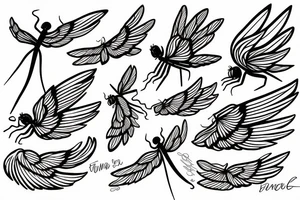 fineline wings of a dragonfly tattoo idea