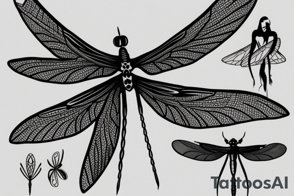 fineline wings of a dragonfly tattoo idea