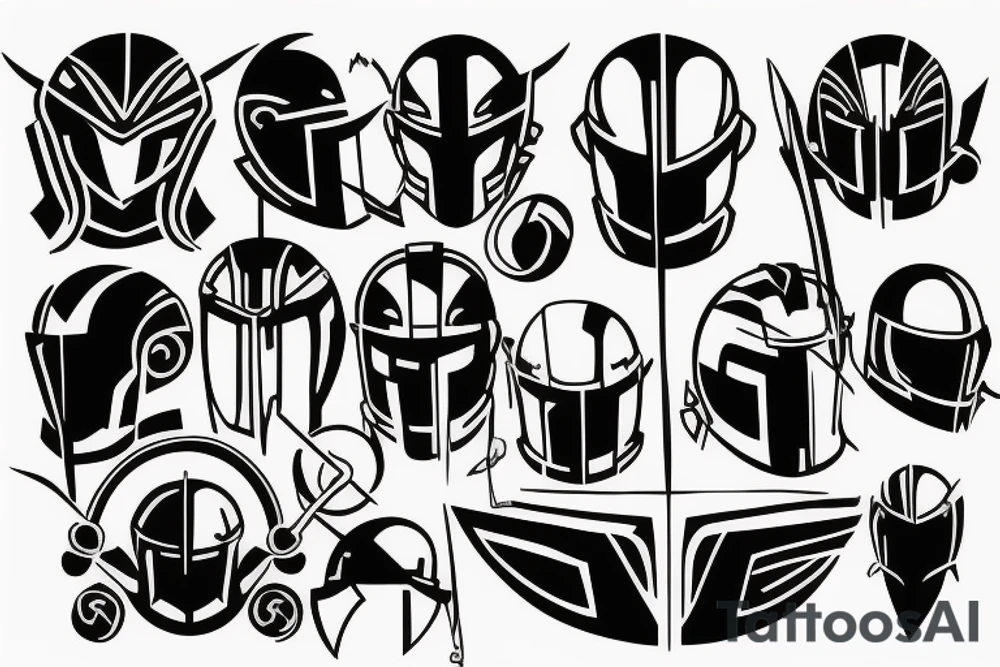 spartan helmet geometrical simple tattoo idea