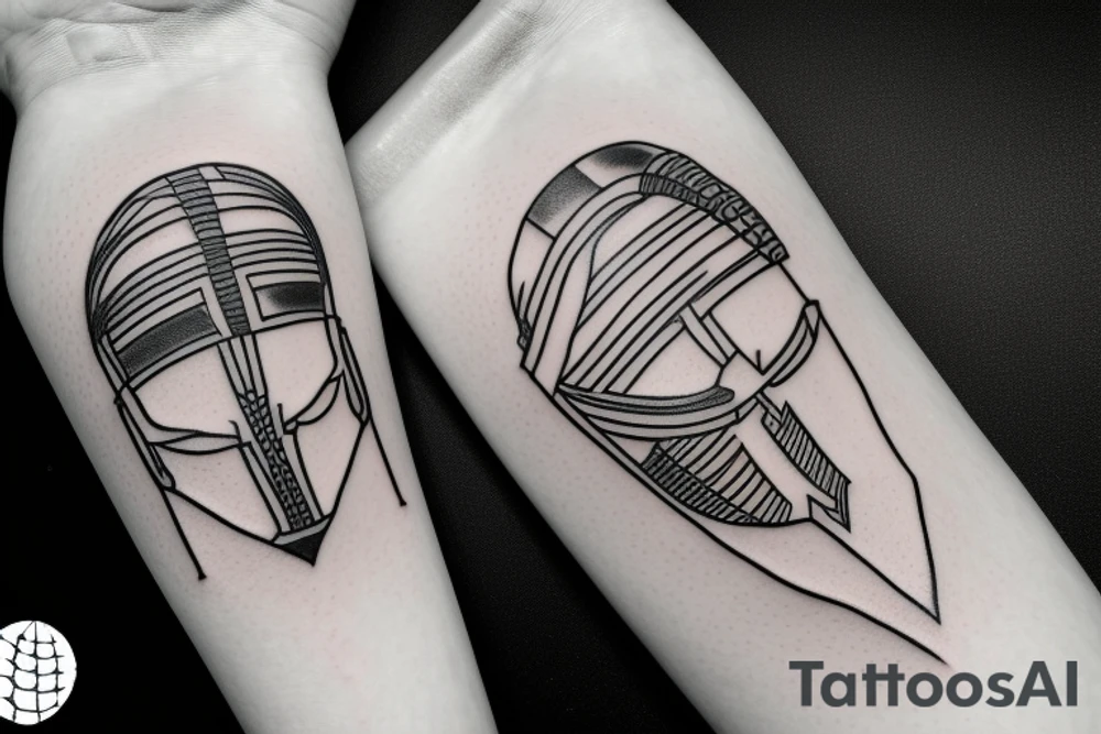 spartan helmet geometrical simple tattoo idea