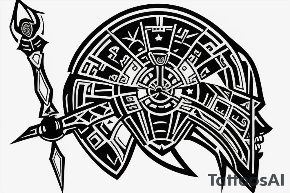 spartan helmet geometrical simple warrior Greece tattoo idea