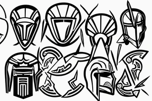 spartan helmet geometrical simple warrior Greece tattoo idea