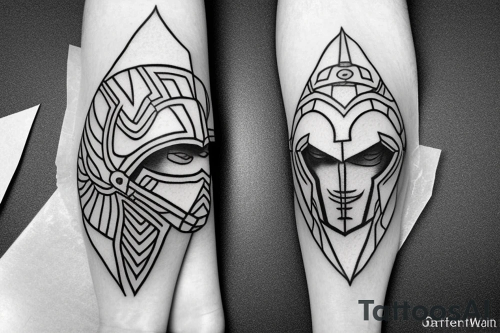 spartan helmet geometrical simple warrior Greece tattoo idea spartan helmet geometrical simple warrior Greece tattoo idea