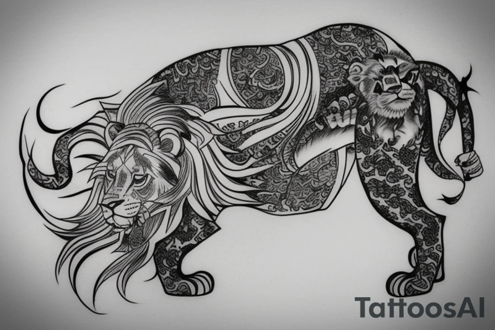 female lion in Irezumi style tattoo idea