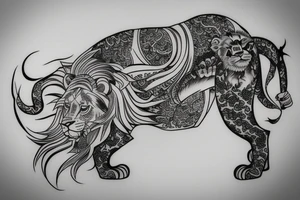 female lion in Irezumi style tattoo idea