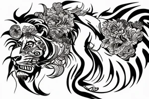 female lion in Irezumi style tattoo idea