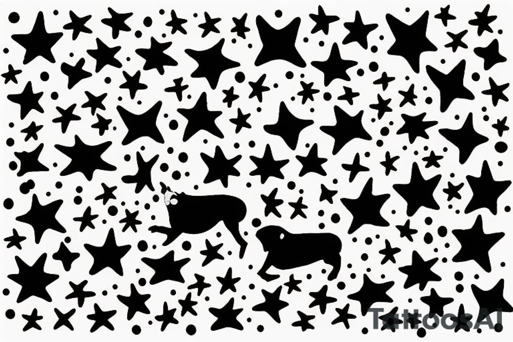 black dog with star-shaped spots tattoo idea