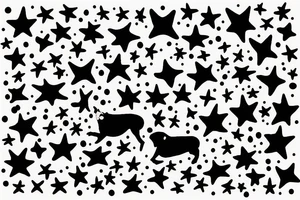 black dog with star-shaped spots tattoo idea