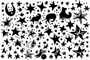black dog with star-shaped spots tattoo idea