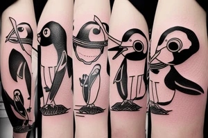 Cute penguin wielding katana tattoo idea