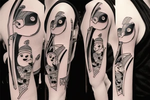 Cute penguin wielding katana tattoo idea