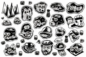 Old cartoon style ice cube melting tattoo idea