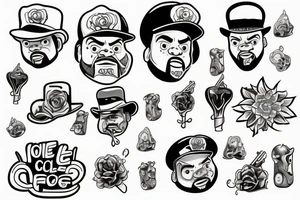 Old cartoon style ice cube melting tattoo idea