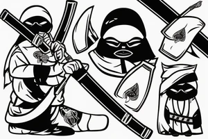 Penguin wielding katana with bandana tattoo idea