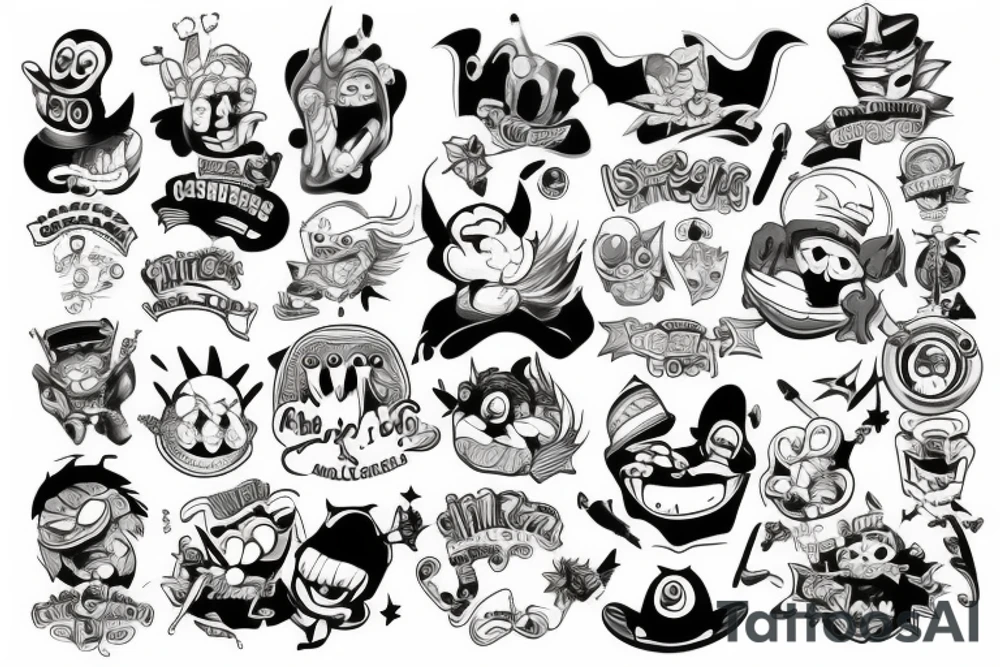 cartoon characters tattoo idea