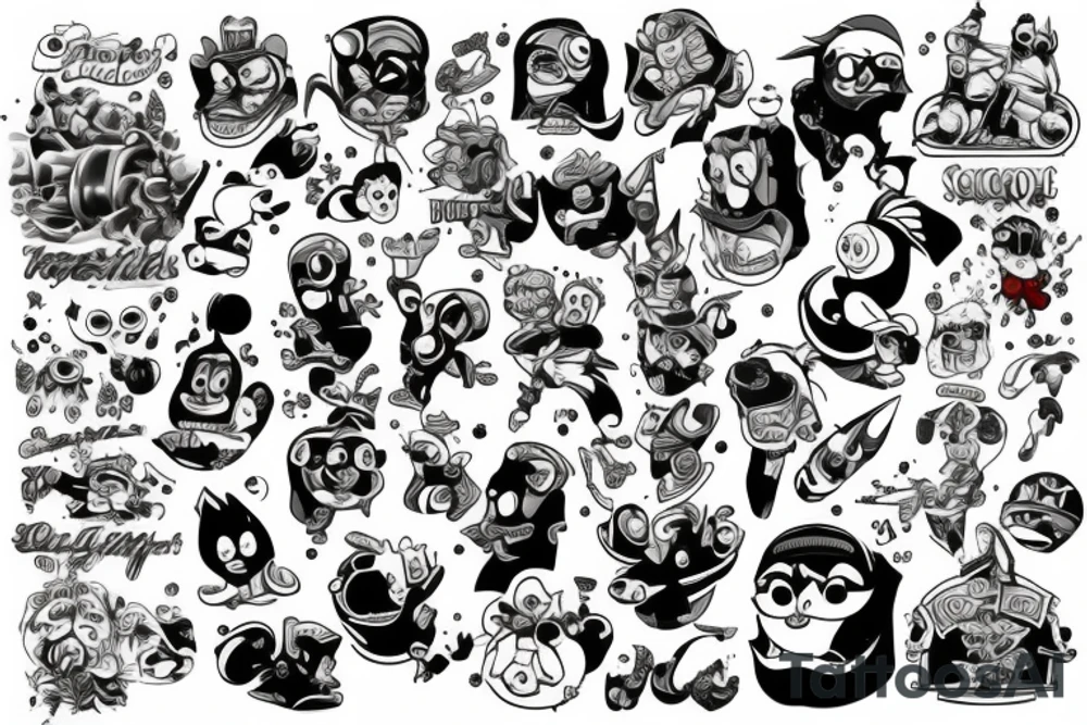 cartoon characters tattoo idea
