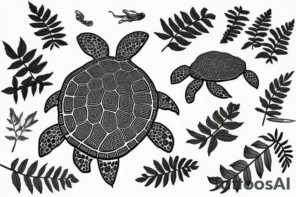 turtle made out of fern tattoo idea