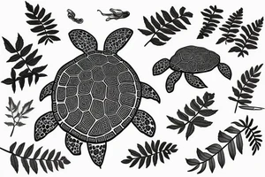 turtle made out of fern tattoo idea