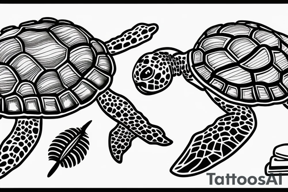 turtle made out of fern tattoo idea