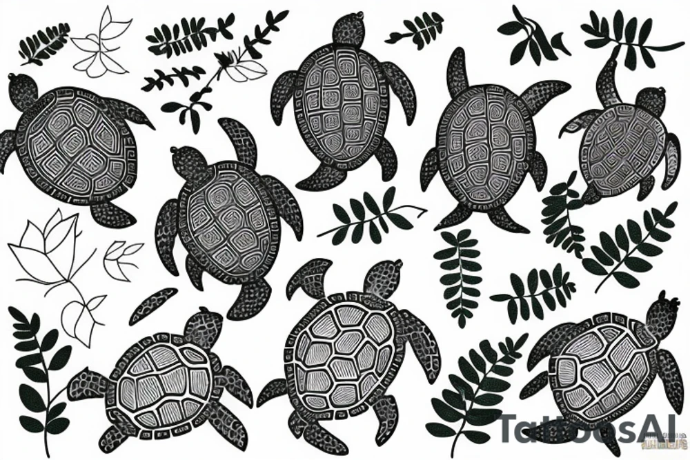 turtle made out of fern tattoo idea