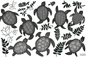 turtle made out of fern tattoo idea