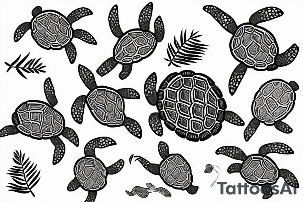 turtle made out of fern tattoo idea
