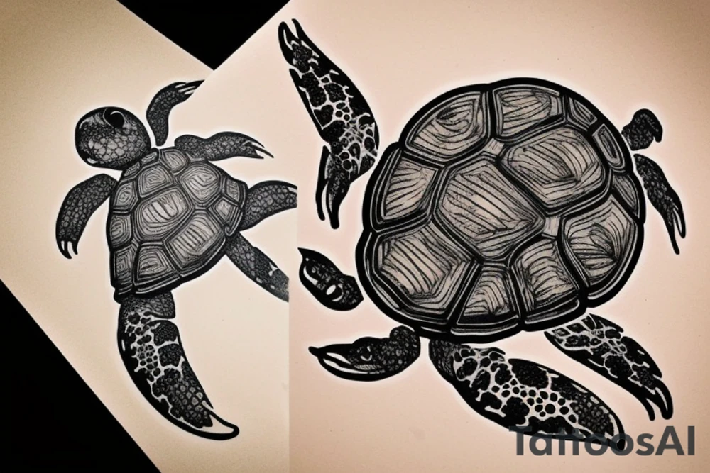turtle made out of fern tattoo idea