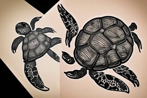 turtle made out of fern tattoo idea