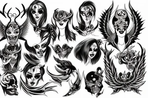 Double face demon angel tattoo idea