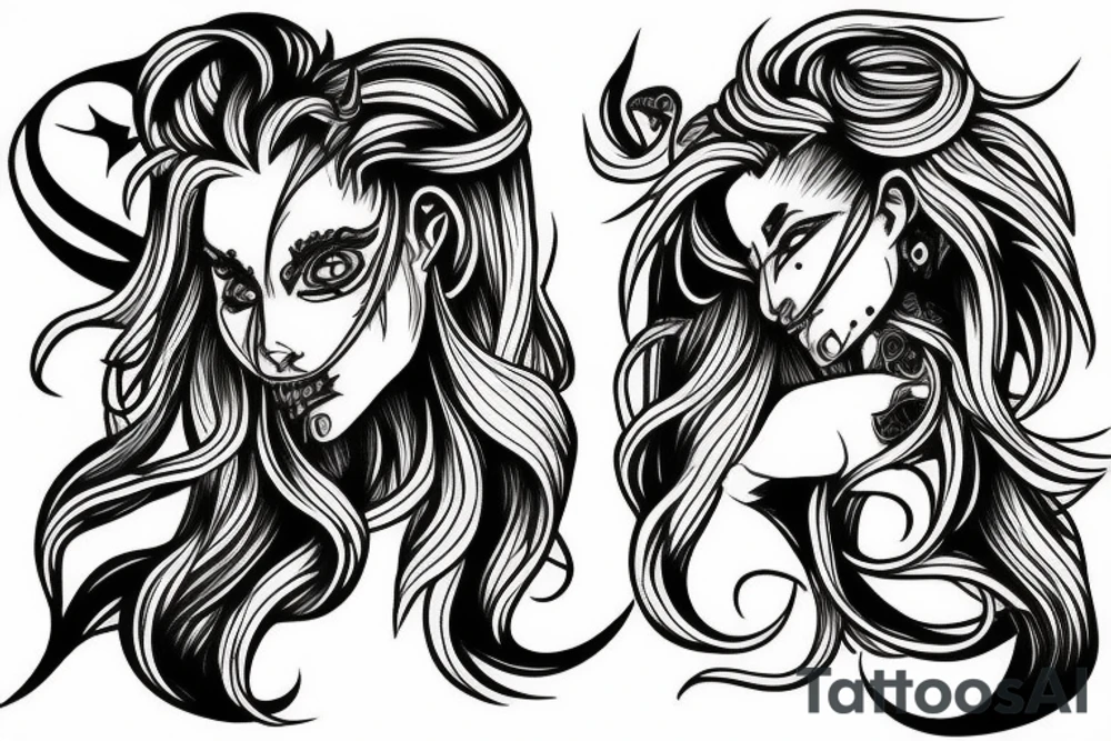 Double face demon angel tattoo idea