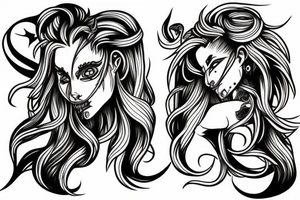 Double face demon angel tattoo idea