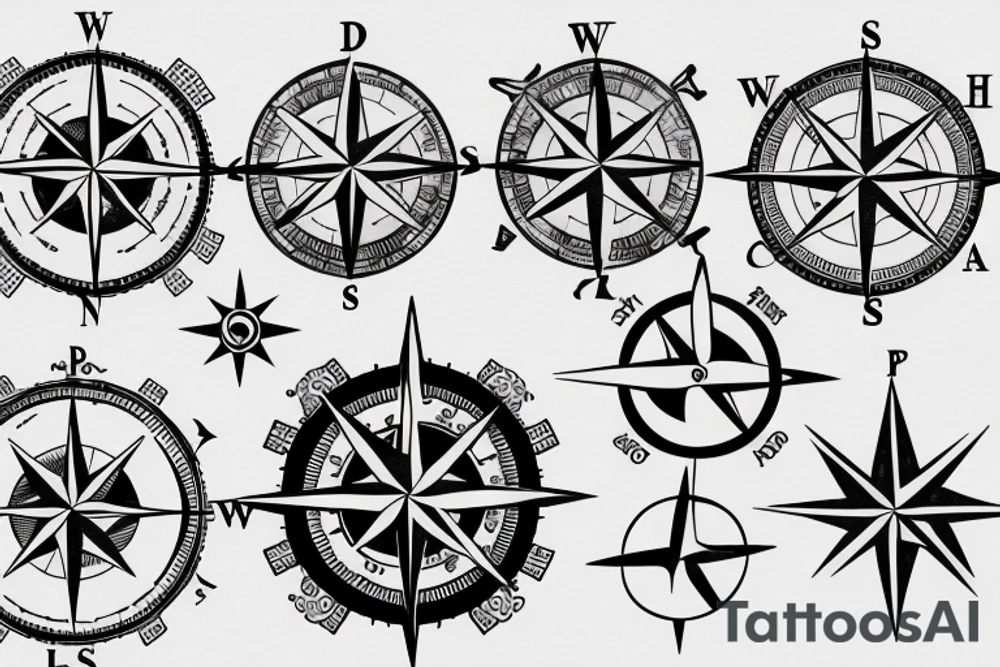 Nautical compass and wind rose tattoo idea