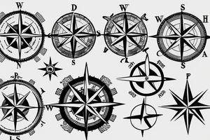 Nautical compass and wind rose tattoo idea