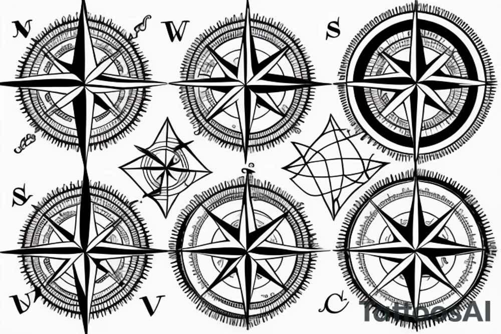 Nautical compass and wind rose tattoo idea