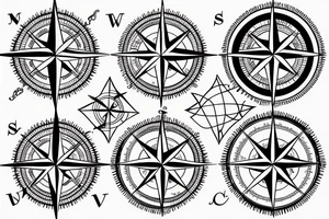 Nautical compass and wind rose tattoo idea