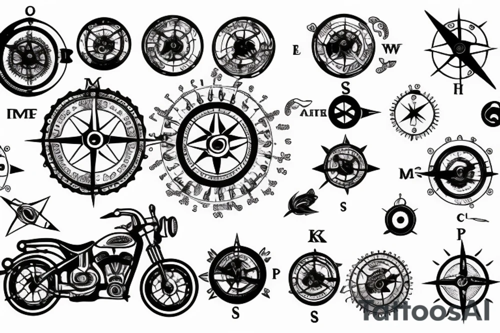 bike compass taurus tattoo idea