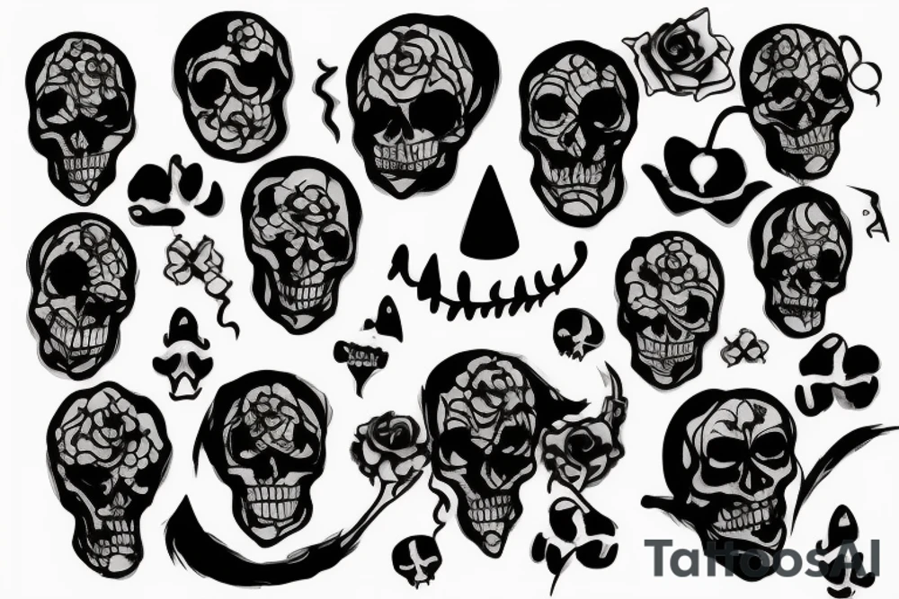 Smoke skeleton face tattoo idea