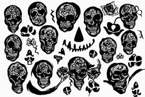 Smoke skeleton face tattoo idea