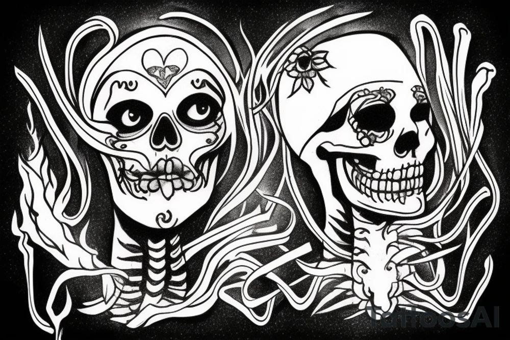 Smoke skeleton face tattoo idea