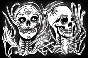 Smoke skeleton face tattoo idea
