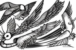 swallow fighting 2 swords tattoo idea
