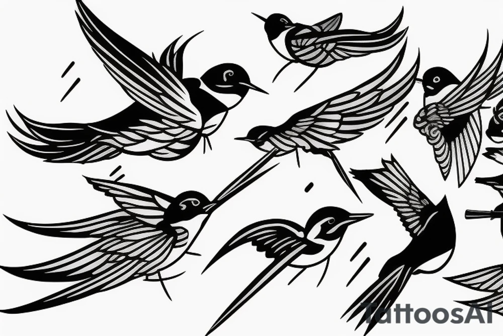 swallow vs 2 katanas tattoo idea