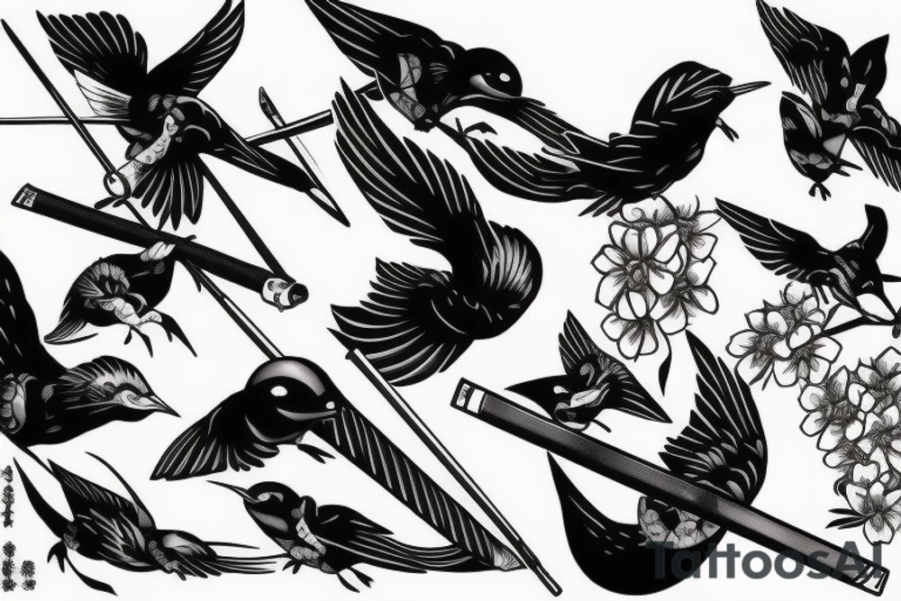 swallow 2 katanas tattoo idea