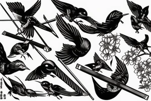 swallow 2 katanas tattoo idea