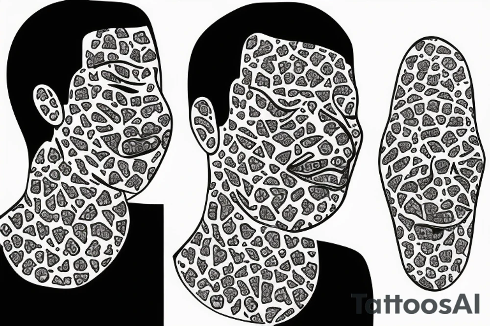 smiling no face portrait tattoo idea