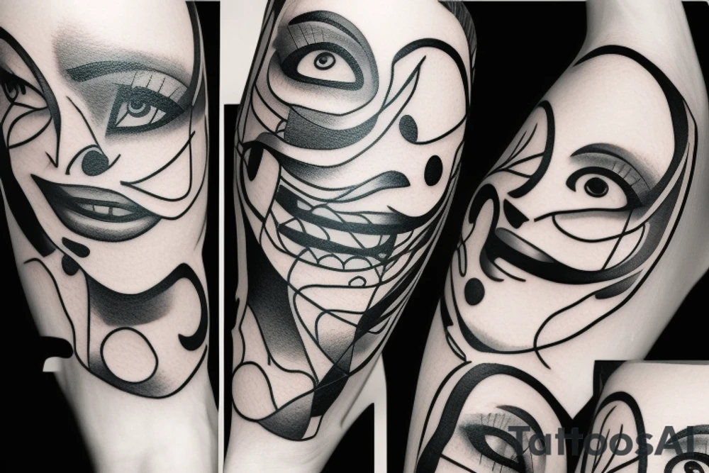 smiling no face portrait tattoo idea
