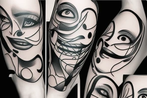 smiling no face portrait tattoo idea