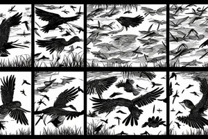 wetland with thunder lightning and birds in the sky tattoo idea