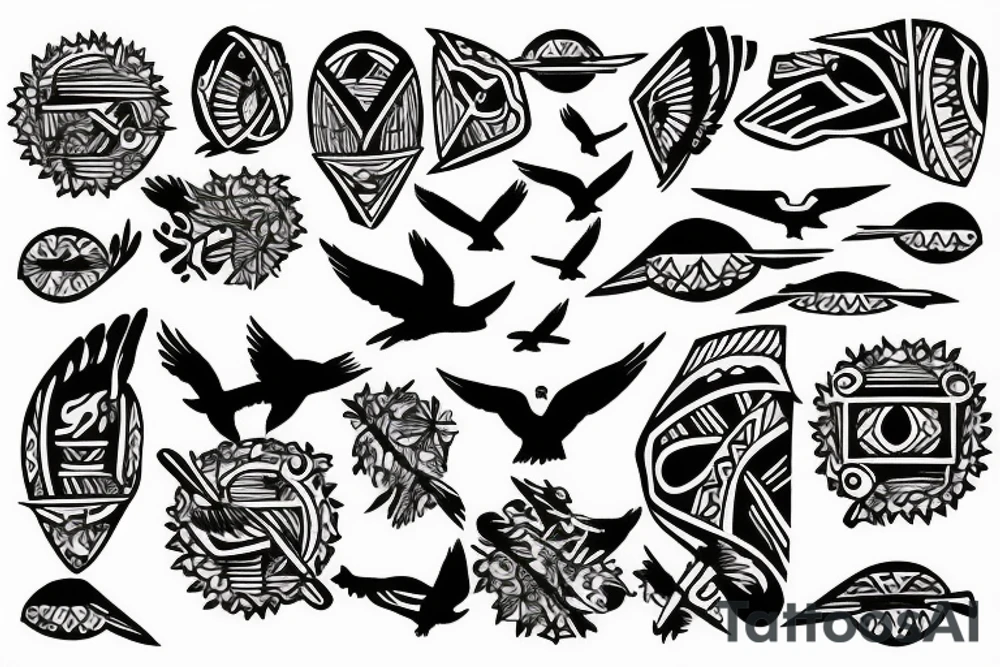 wetland with thunder lightning and birds in the sky tattoo idea