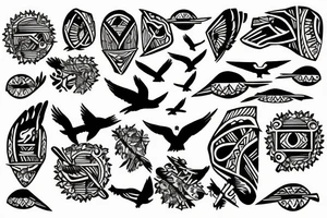 wetland with thunder lightning and birds in the sky tattoo idea